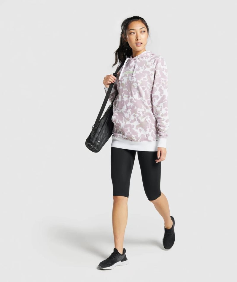 Women's Gymshark Camo Graphic Oversized Hoodie Light Purple | CA A67DN3